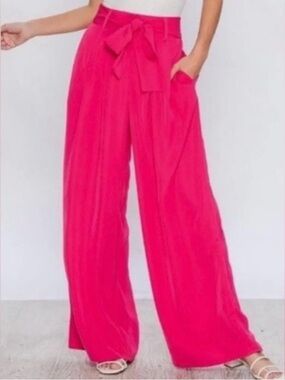 Flying Monkey  palazzo Wide-Leg Tie-Waist Pants in Hot Pink size M